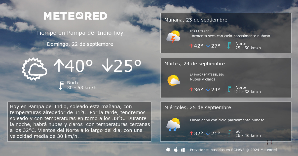 Tiempo en Pampa del Indio. Clima a 14 d as Meteored